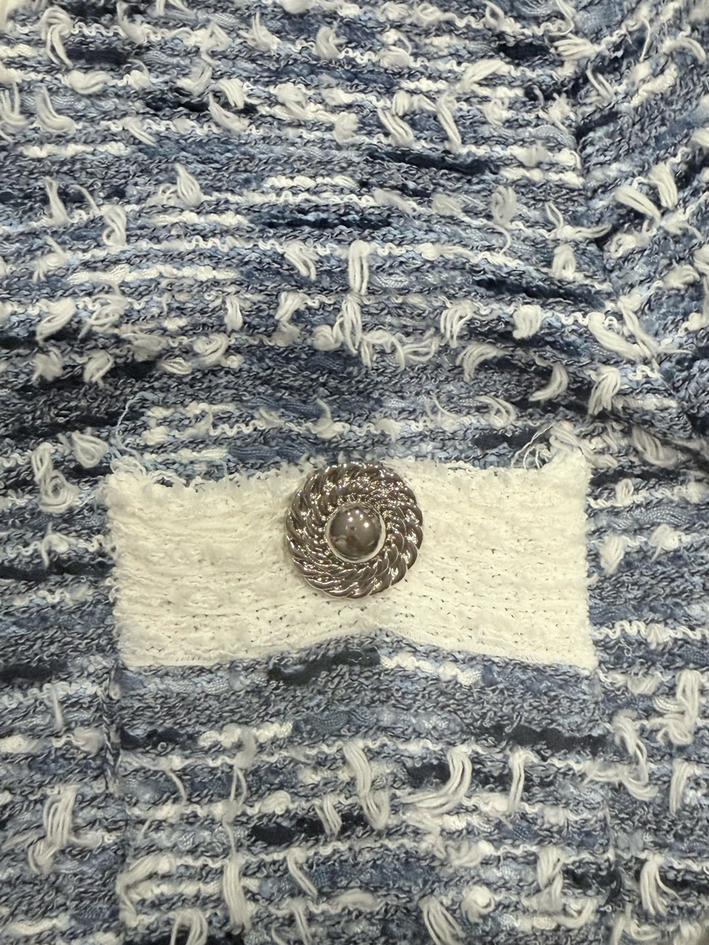 Vintage Pookie & Sebastian Blue White Bouclé Tweed Blazer Jacket Size 6 USA - Picture 8 of 9